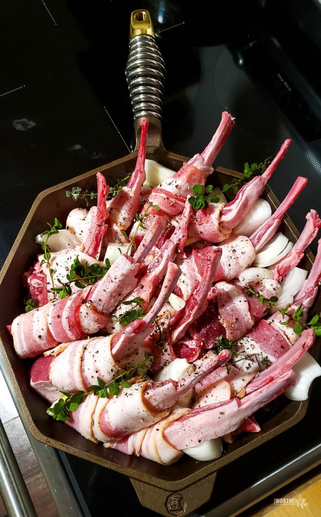 lamb chops wrapped in bacon