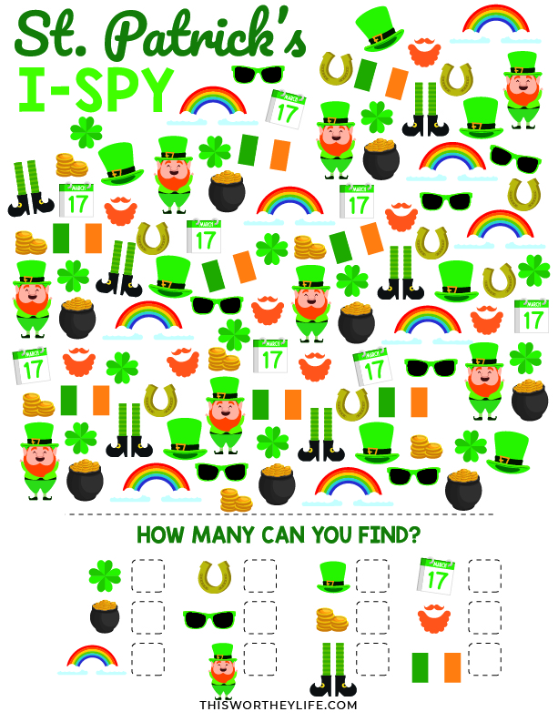 st patrick's day ispy printable