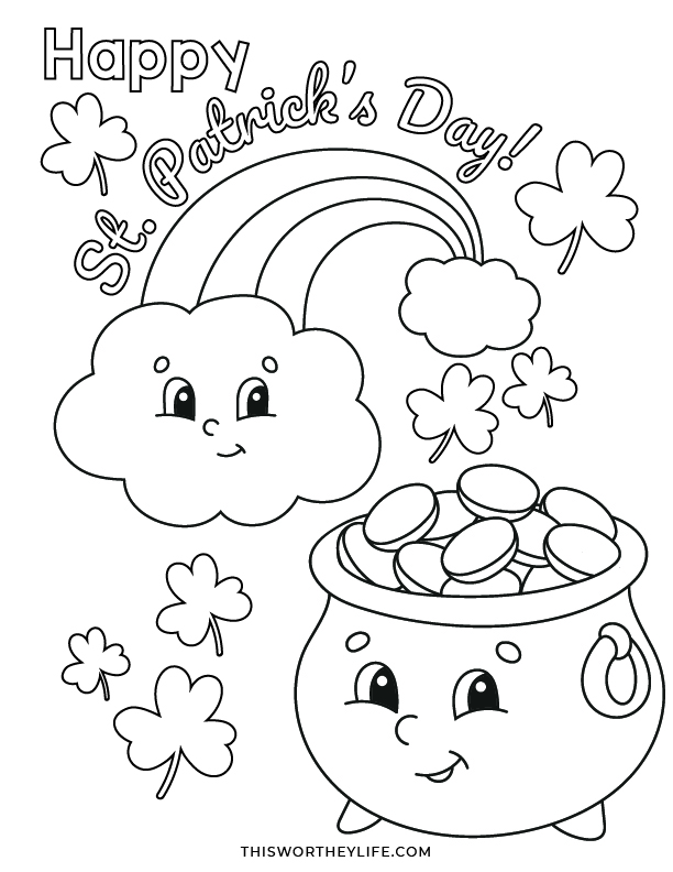 happy st patrick's day free coloring page