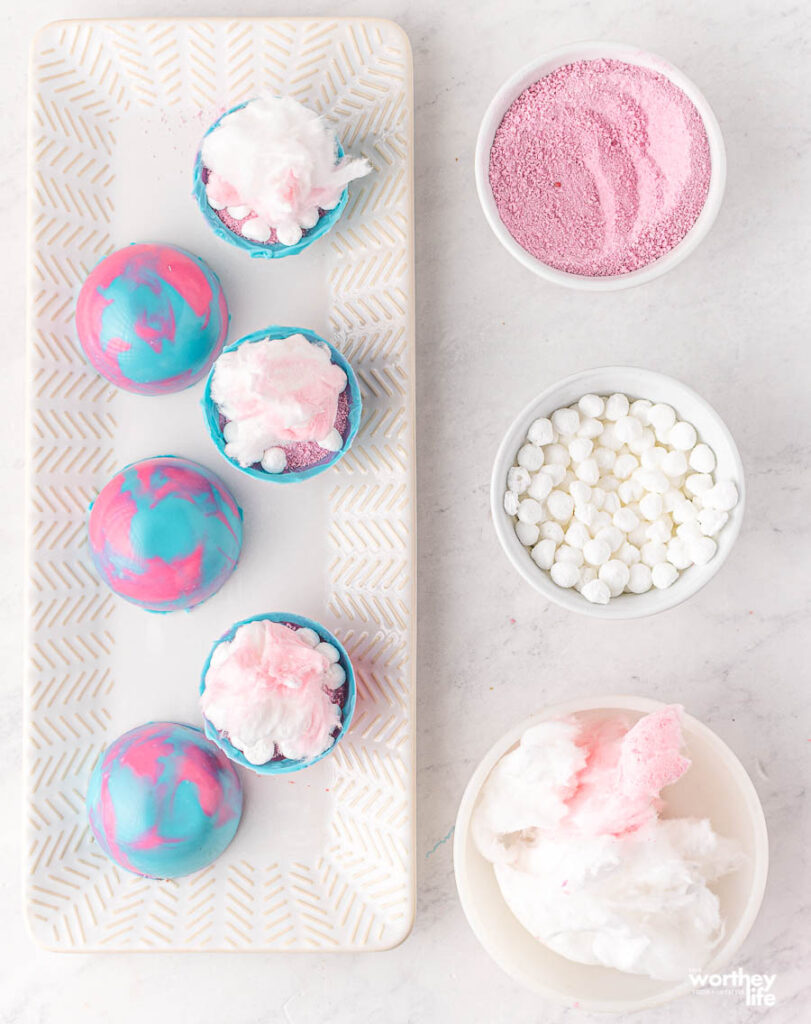ingredients needed for cotton candy hot cocoa bombs