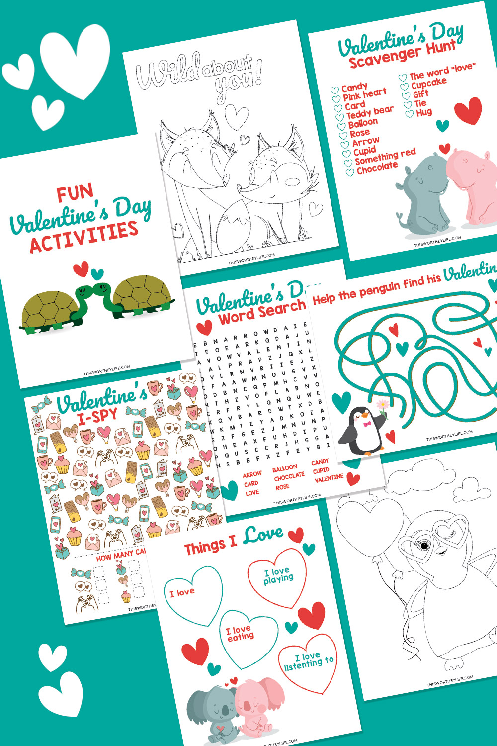 FREE Valentine's Worksheets For Kids