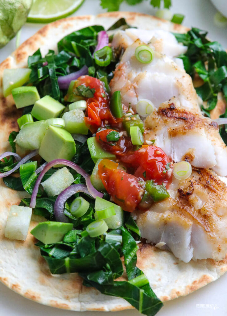 up close photo of walleye tacos