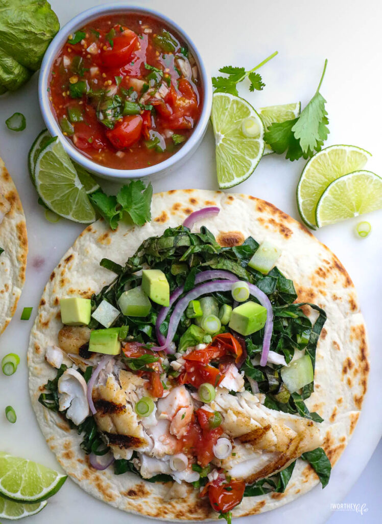 fresh tacos on a white background