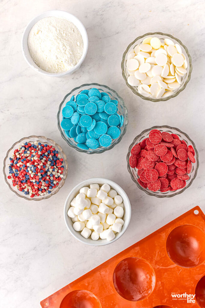 candy melts in clear bowls