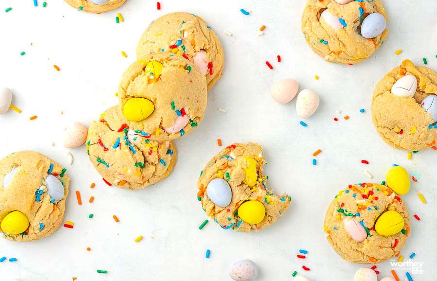 easter cookies on a white background