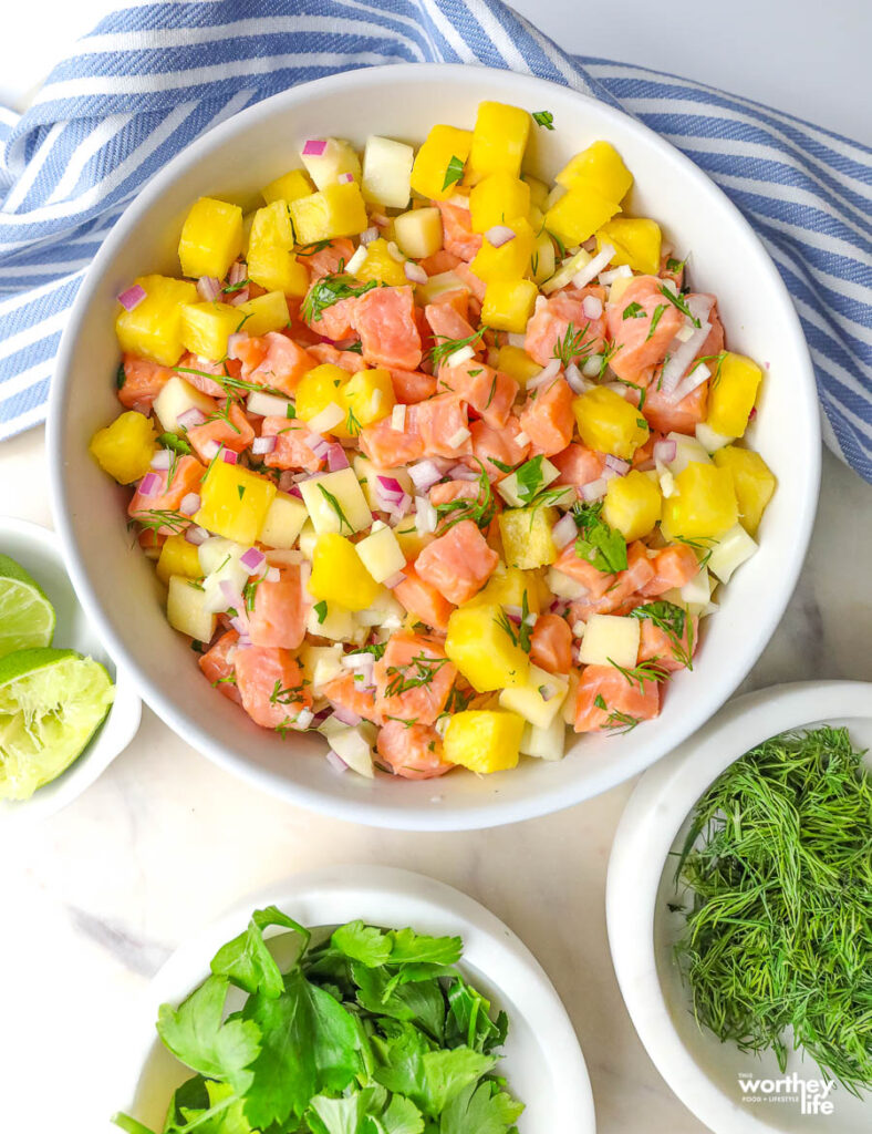 summer cold appetizer idea in a white bowl