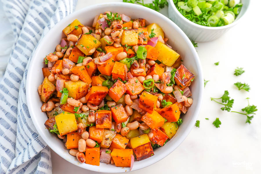 Breakfast Sweet Potatoes + Black-Eyed Pea Hash