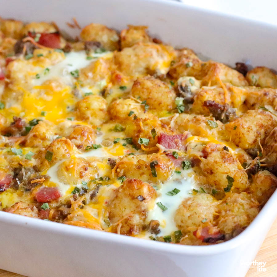 Overnight Tater Tot Breakfast Casserole