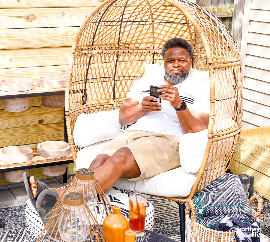 a man relaxing in a chair