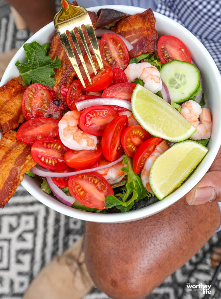 summer salad in a white bowl