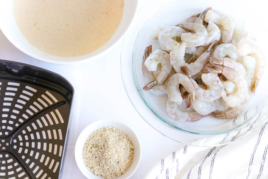 thawed shrimp in white bowl