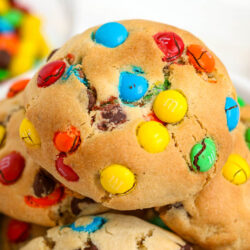 Air Fryer Monster Cookies in a white bowl