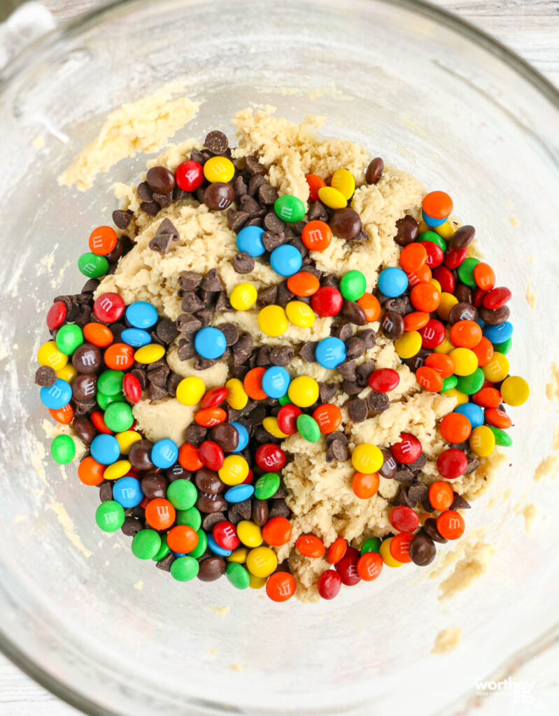 cookie dough in a glass bowl