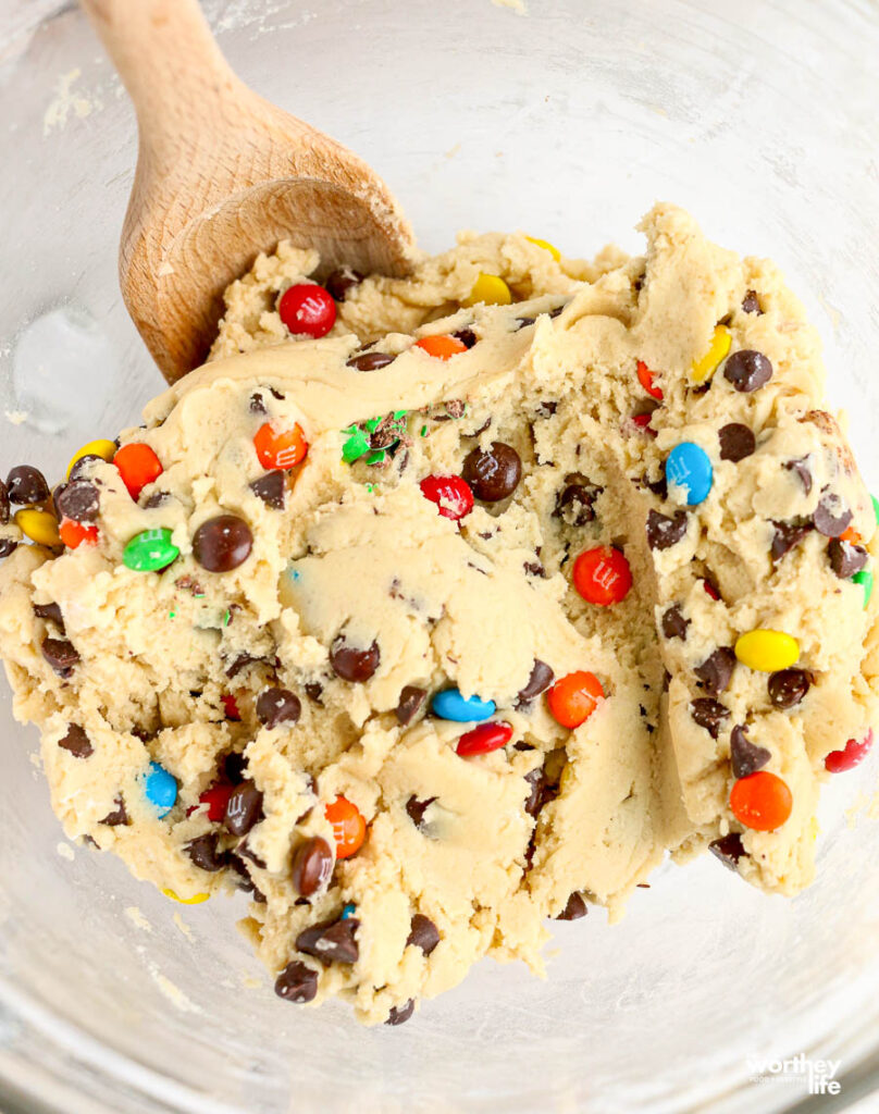 monster cookie dough in a bowl