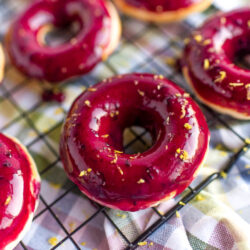 baked lemon donuts on baking rack