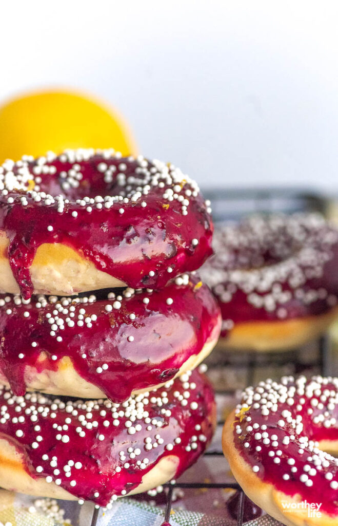 stacked blueberry lemon donuts