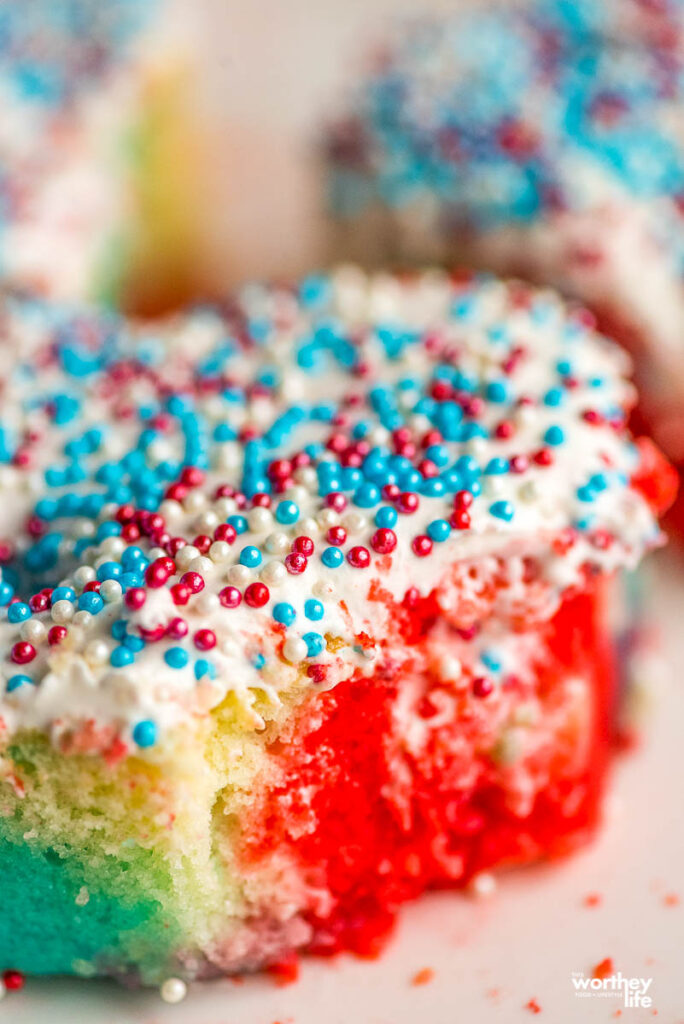 red white and blue cake