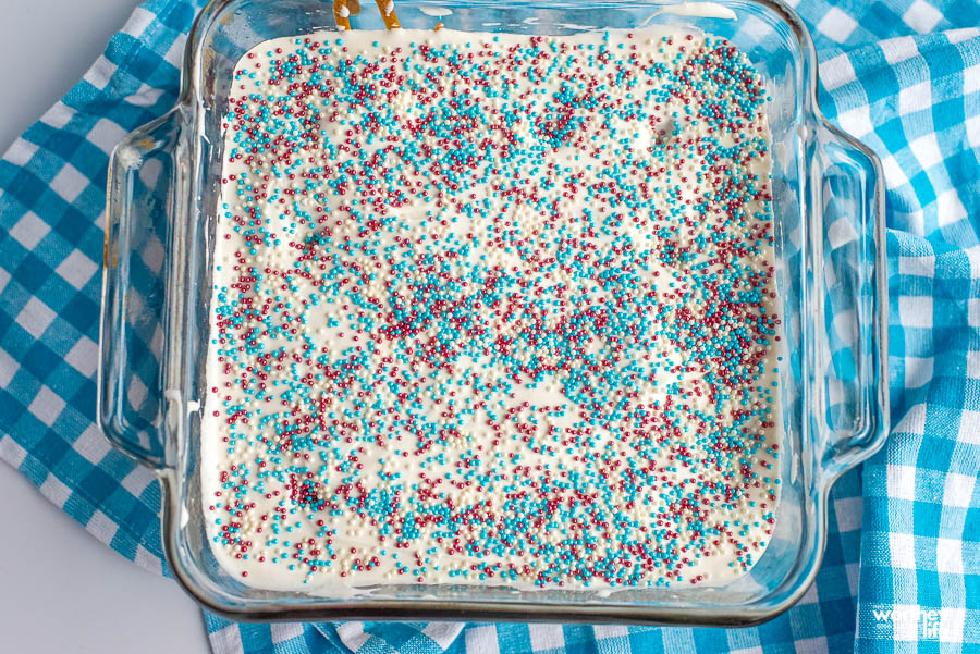 patriotic cake in a square pan