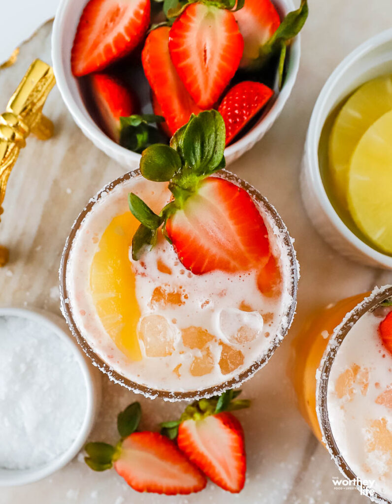 pineapple drink with a slice of strawberry