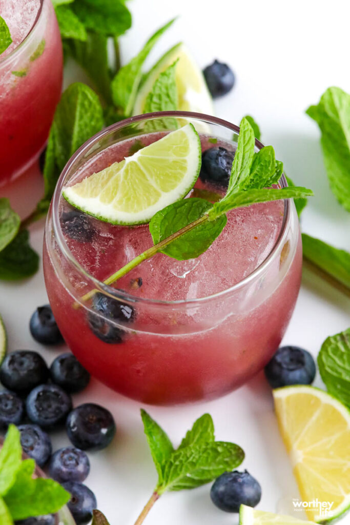 blueberry cocktail with fresh fruit