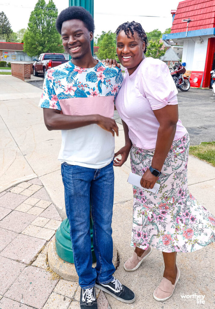 mom and son laughing