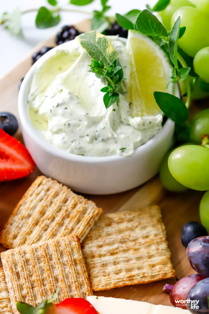 a ramekin of homemade creamy herb dip