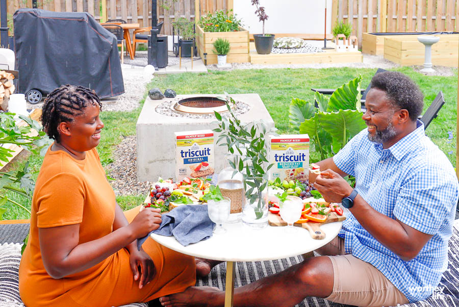 couple enjoying mini cheese boards