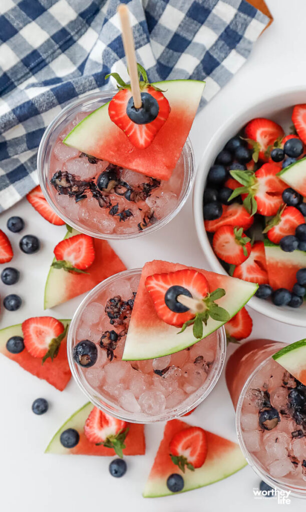 spiked blueberry and watermelon cocktail