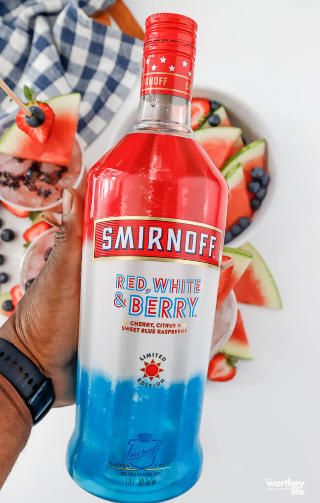 a bottle of vodka for a Watermelon Vodka Punch