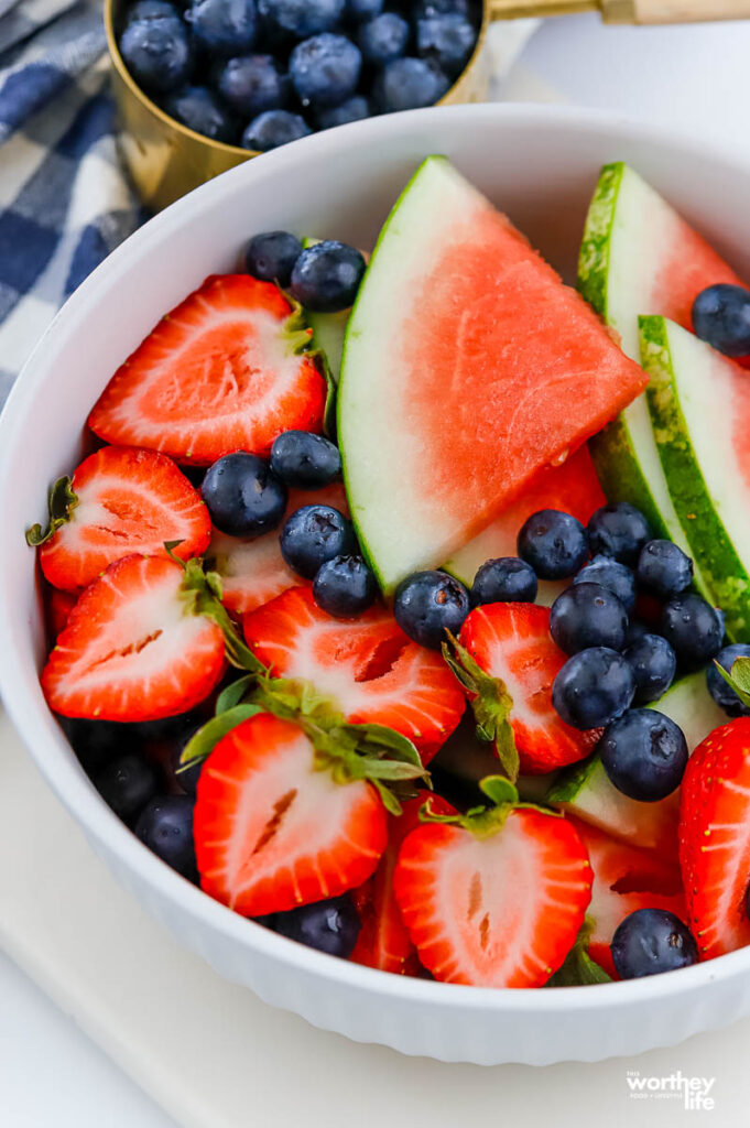 fresh fruit in a white bowl