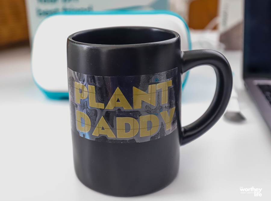 Plant Daddy mug with Cricut products