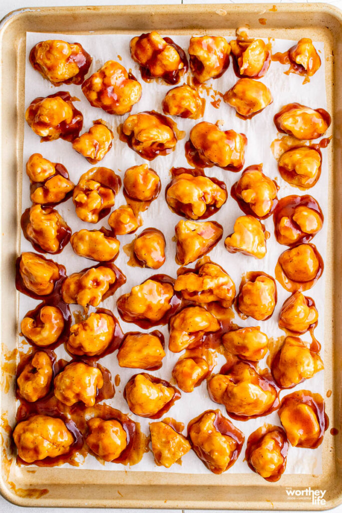 barbeque cauliflower on a sheet pan