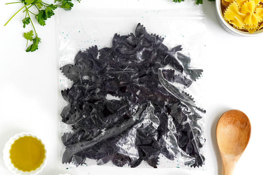 black bowtie pasta for halloween 