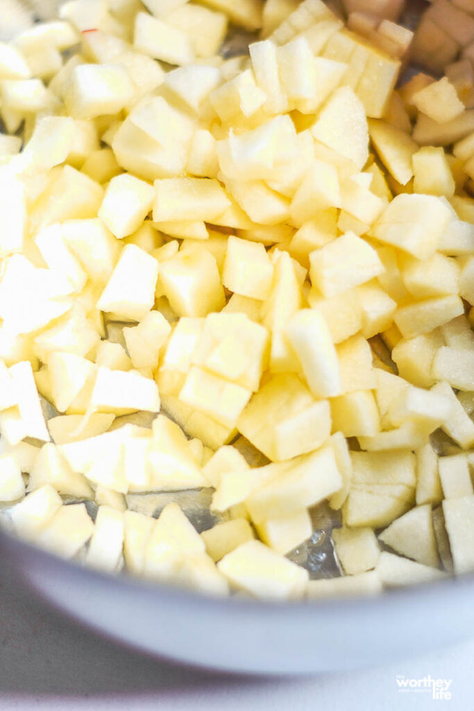 chopped apples in a pan