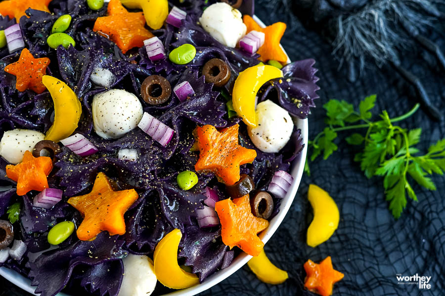 fresh veggies cut up for a pasta recipe