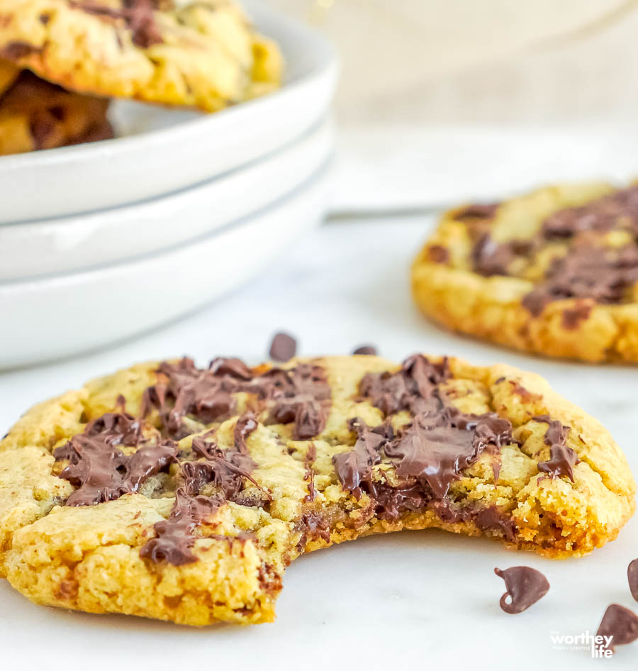 half eaten pumpkin chocolate chip cookie