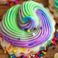 sprinkled sugar cookies with tie-dye homemade frosting