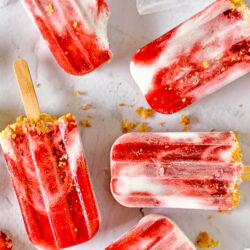 Strawberry + Coconut Milk Crumble Popsicles