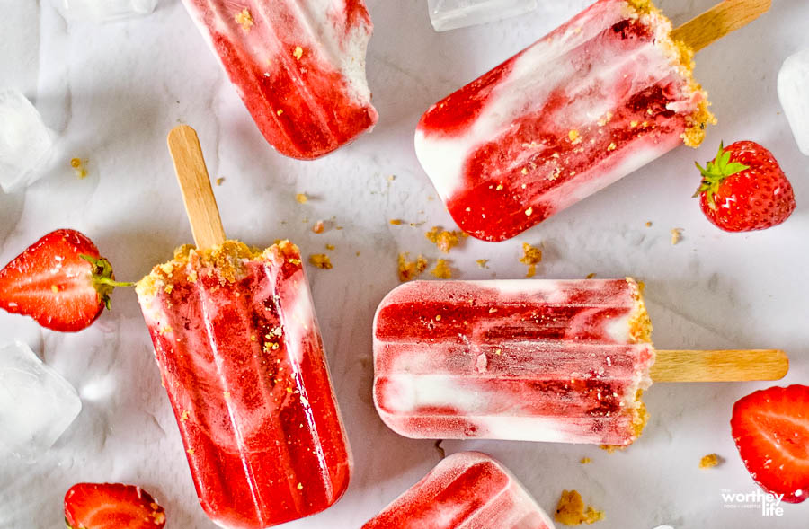 Strawberry + Coconut Milk Crumble Popsicles