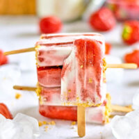 Strawberry + Coconut Milk Crumble Popsicles