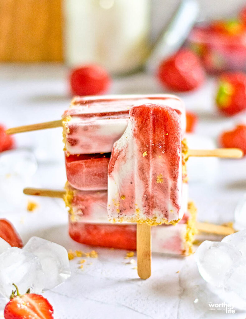 Strawberry + Coconut Milk Crumble Popsicles