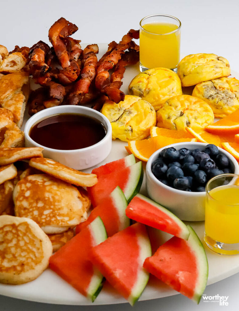 a white marble breakfast board