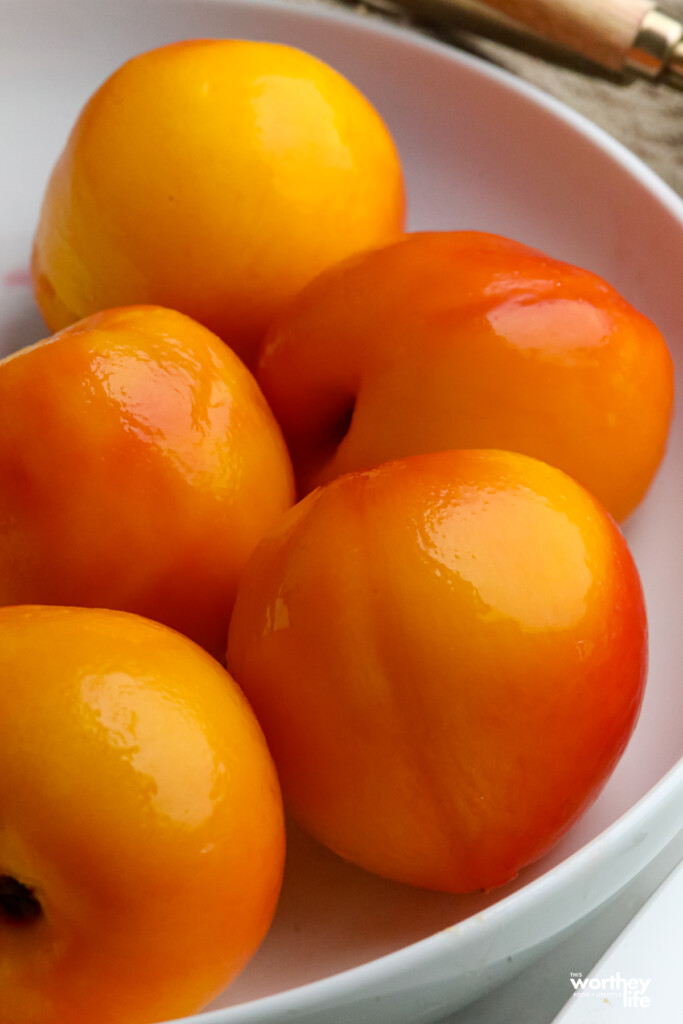 Fresh Peaches on white plate