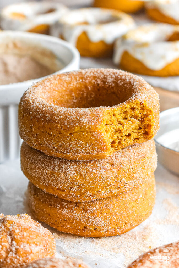 stacked homemade pumpkin donuts