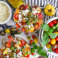 delicious tomato salad served in glass bowls