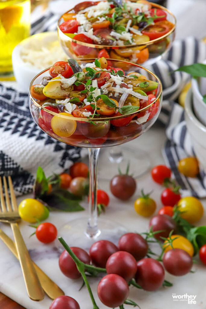 colorful tomato salad served in steamware