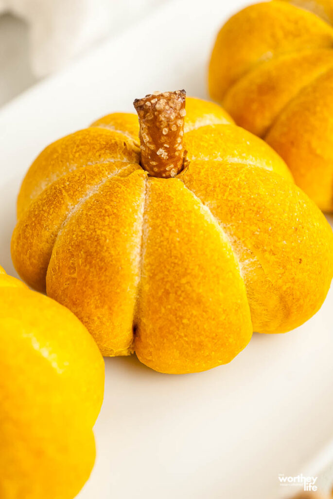 pumpkin shaped rolls for Thanksgiving dinner