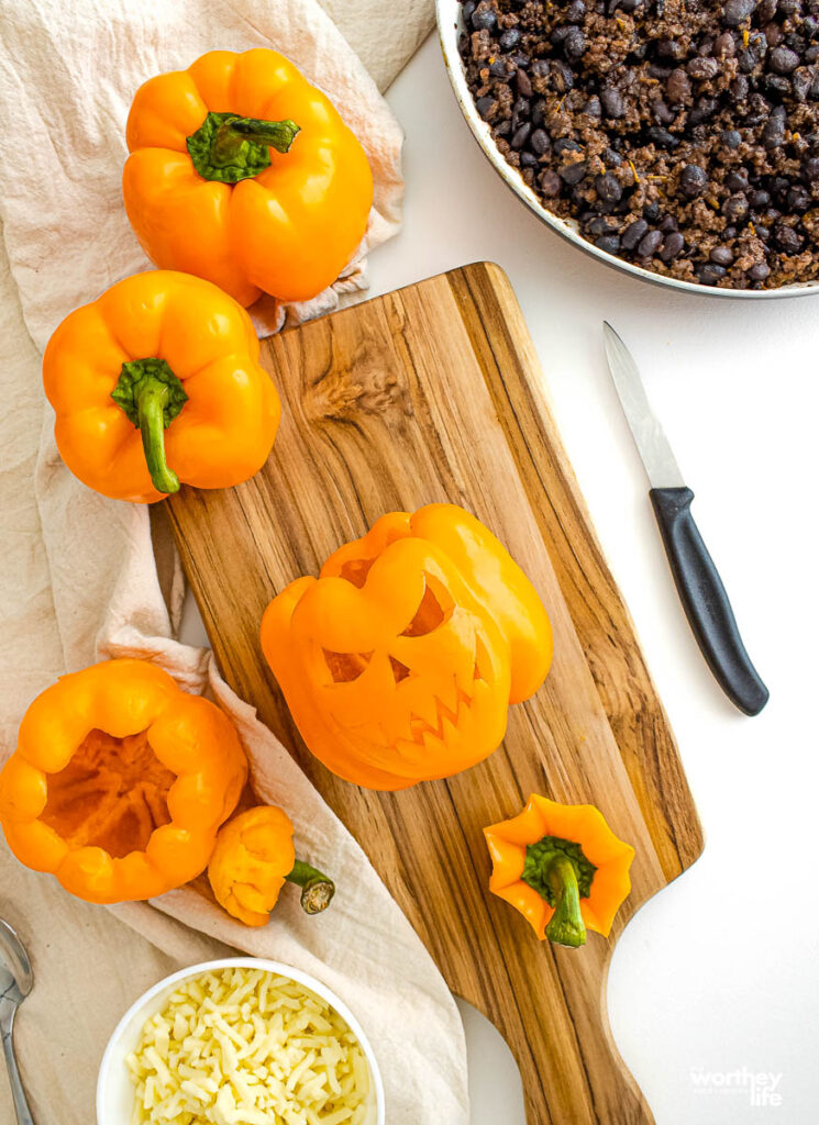 how to make jack o lantern peppers