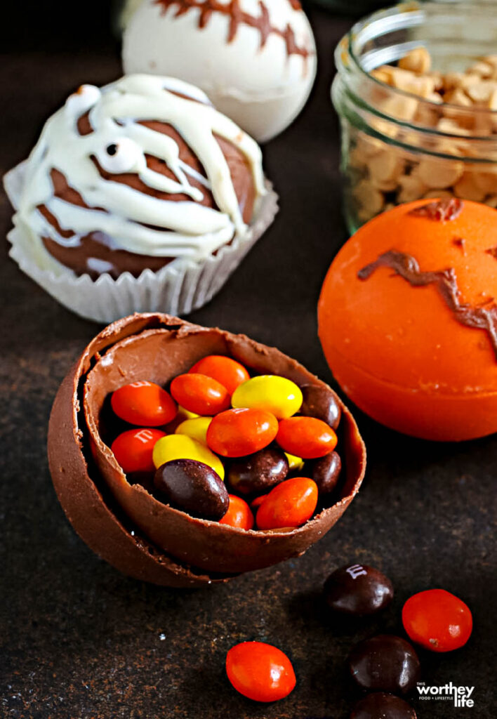 reeses pieces in halloween treat ball