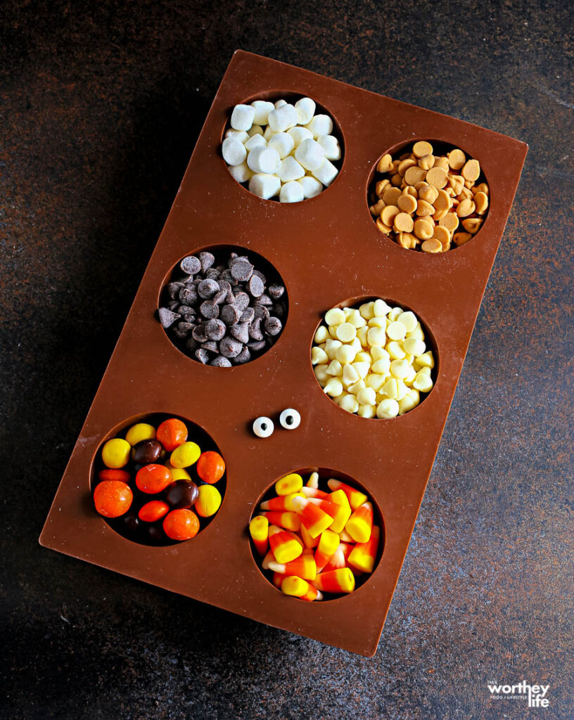 ingredients for Halloween treat balls in molds